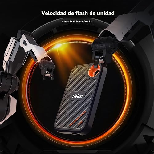 Netac ZX20 Extreme Disque SSD, Externe 1TB Portable NVMe SSD USB 3.2 Gen 2x2 Jusqu'à 2000MB/s en Lecture et 1700MB/s en écriture Support Win to Go Résistant à la Poussière Noir - 3
