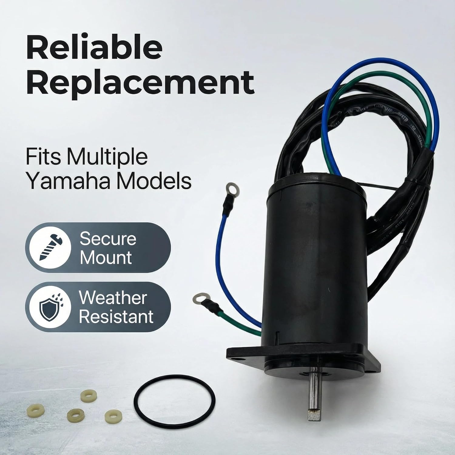 Tilt Trim Motor for Yamaha 75 80 90 100 HP 4-Stroke Outboard 1999-2004 F75 F80 F90 F100, Replaces 67F-43880-00-00 65W-43880-01-00, 12V 2-Wire 4-Bolt Power Trim Motor with O-Ring