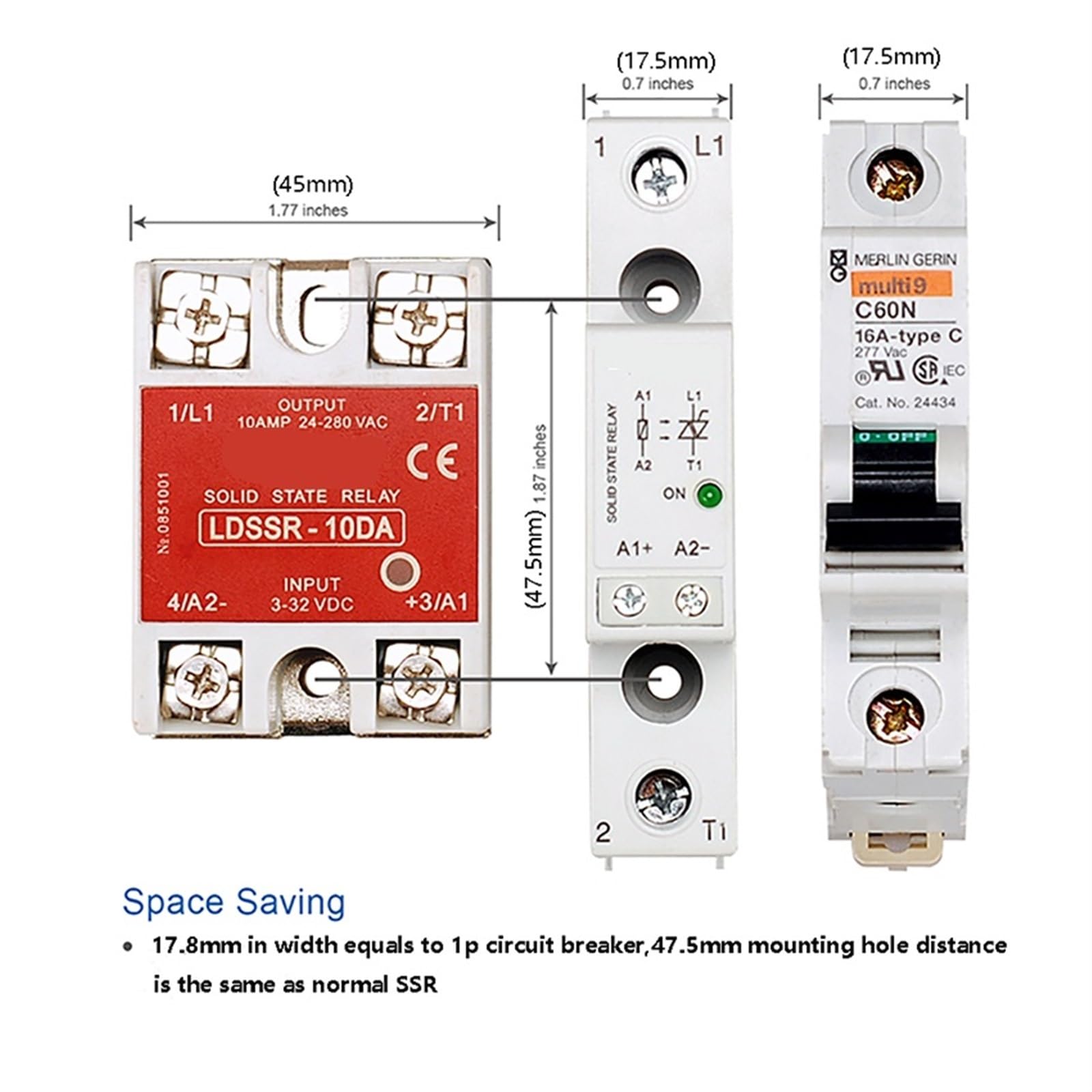 TRA48D25 25A Smart Semiconductor AC Solid State Relay 5V 12V 24V in Out 42-480V Electrical Voltage SSR Relay Module &Board(TRA48D25K)