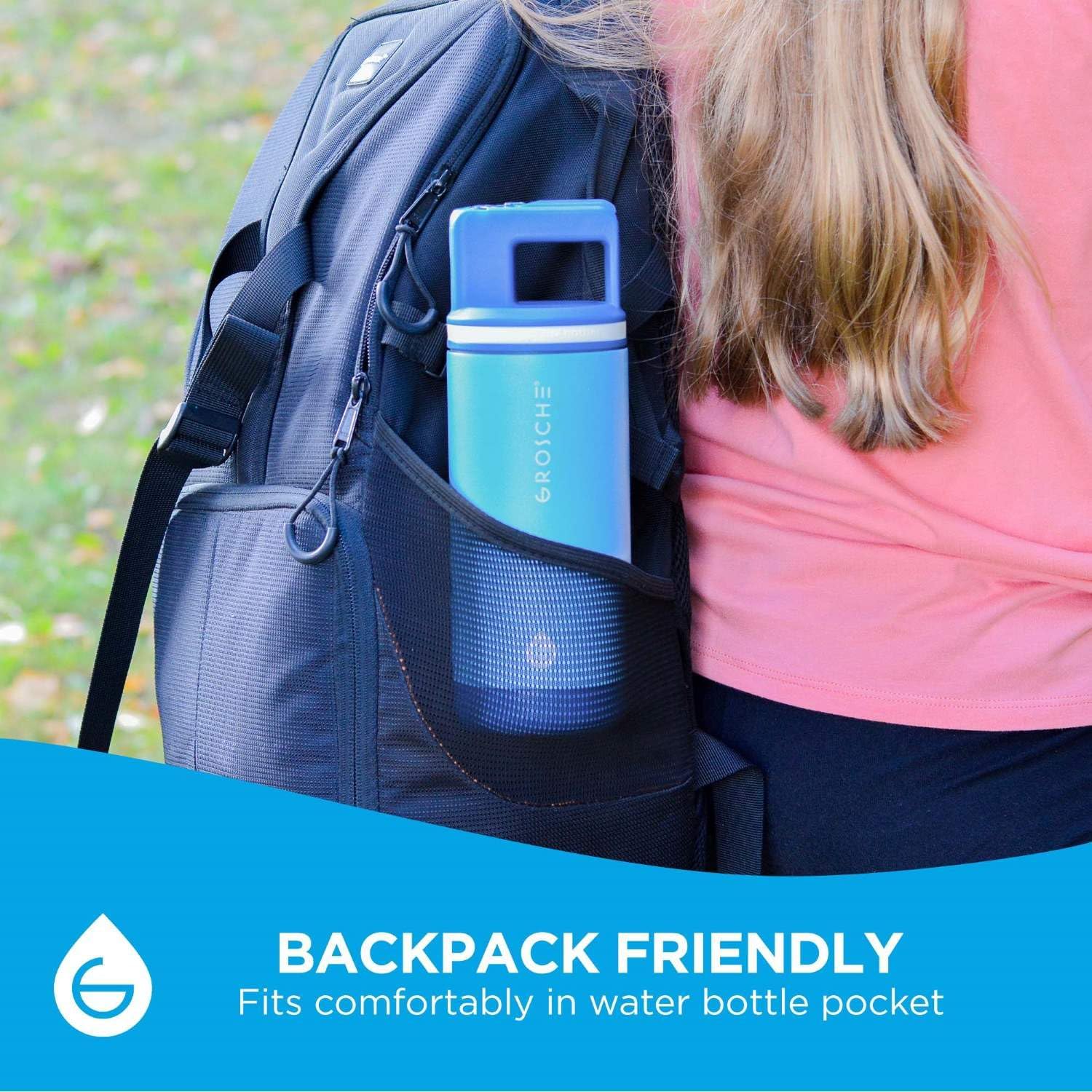 GROSCHE Alpine Flip n' Sip 16oz Insulated Kids Water Bottle - Stainless Steel, Leakproof Flask with Straw - Perfect for Gym, Travel & Outdoor Use - Keeps Water Cold upto 60 hrs - Scuba Blue - Image 3