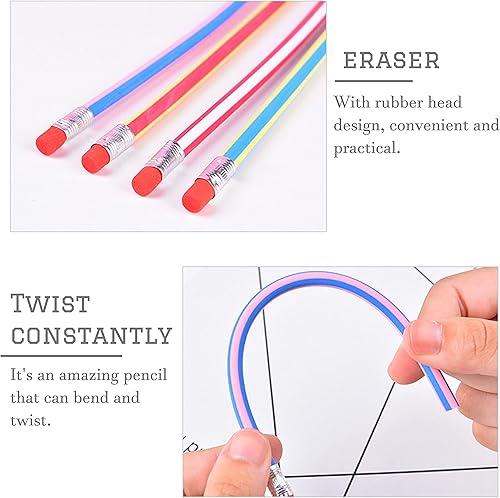 Miniatura 3 de 40 lápices suaves y flexibles, lápices suaves con borrador, lápices mágicos doblados para niños, estudiantes, regalo, suministros escolares