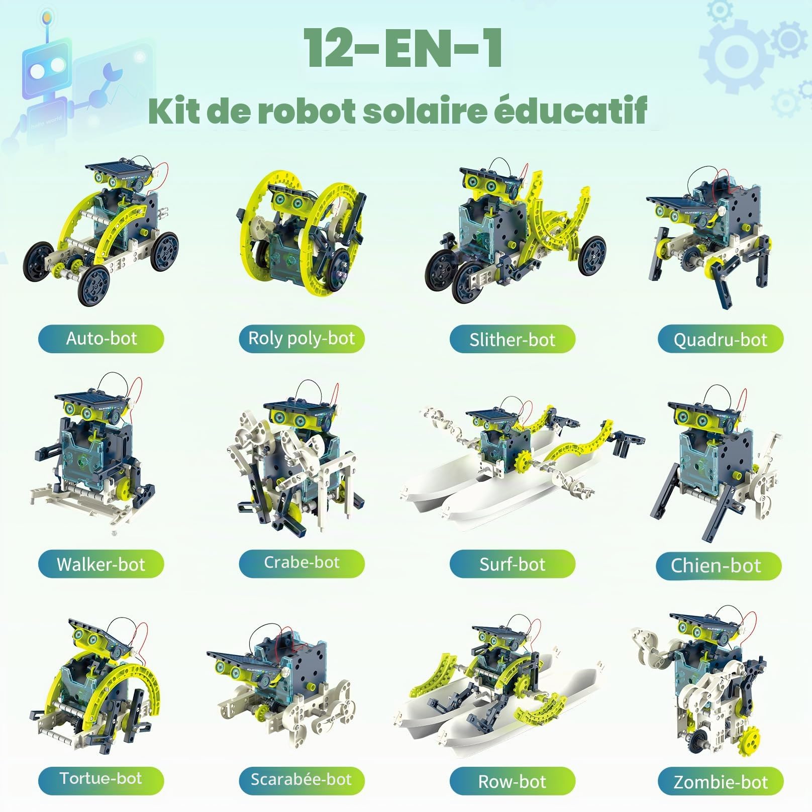 Hot Bee Cadeau Garçon 8 9 10 11 12 Ans, Robot Solaire Enfant, Jouet Garçon 8 9 10 11 12 Ans, Jeu de Construction, Experiences Scientifiques Enfants