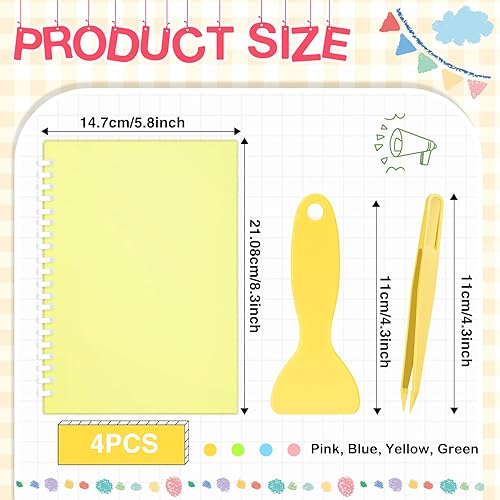 Miniatura 3 de 4 piezas de álbumes de recolección de calcomanías, libro de calcomanías reutilizables con una espátula de plástico y pinzas, tamaño A5, 8.3 x 5.8