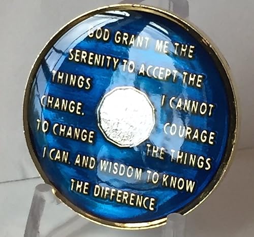 Miniatura 4 de Medallón AA metálico de 12 años de chip de sobriedad azul medianoche XII