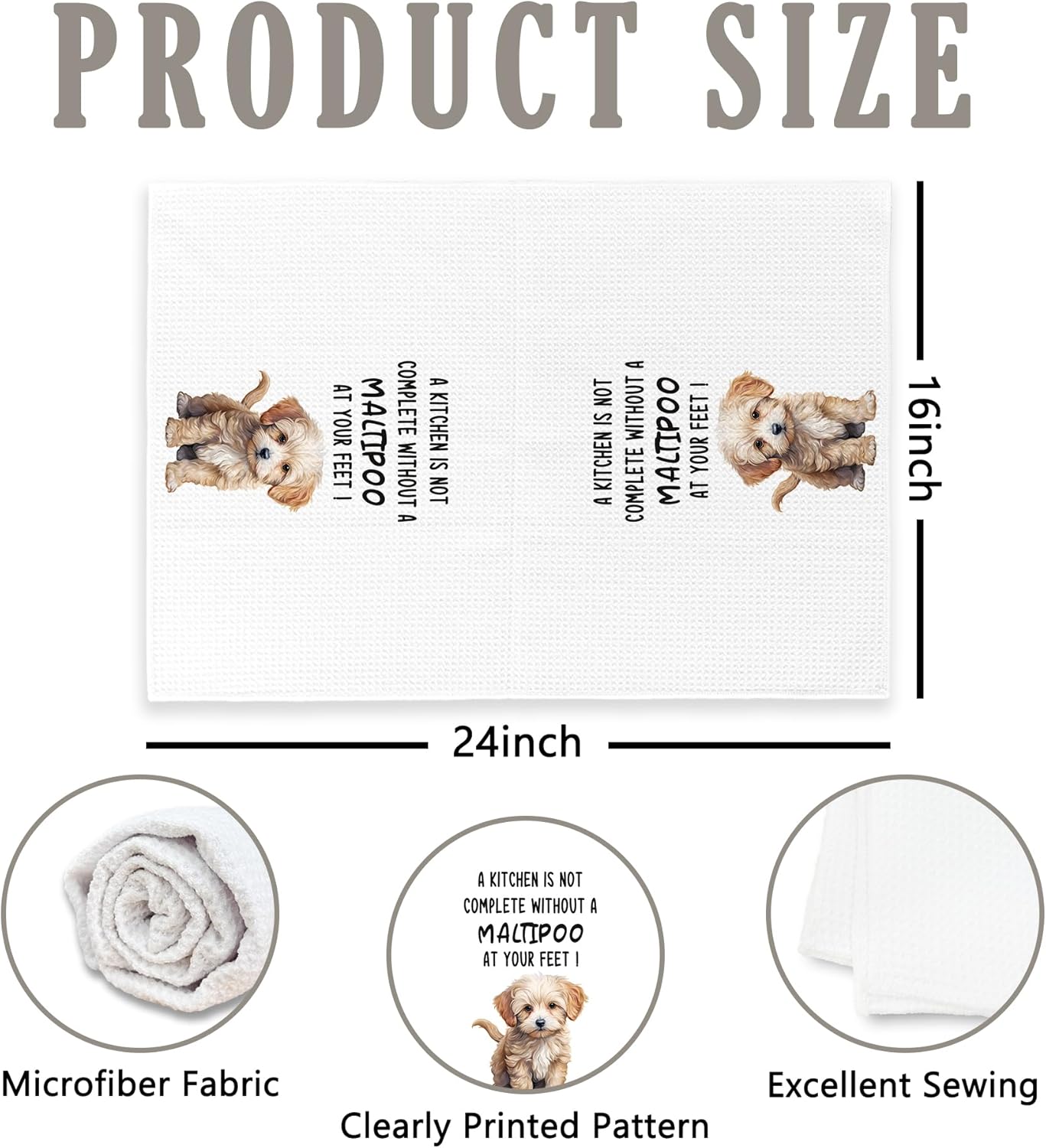 Maltipoo Kitchen Towels Set of 2, Dog Gifts for Women, Maltipoo Gifts, Dog Lover Mom Gift Tea Towels Kitchen Hand Towels 16x24 Inch for Bathroom Decor - Image 7