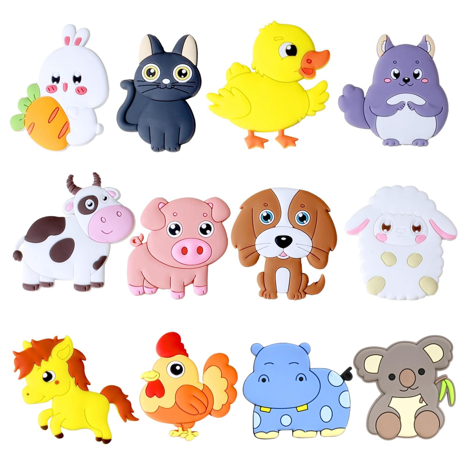 Lot De 12 Aimants Frigo Enfant - Formes Animaux Mignons En Caoutchouc, éducatifs, Pour Tableau Blanc