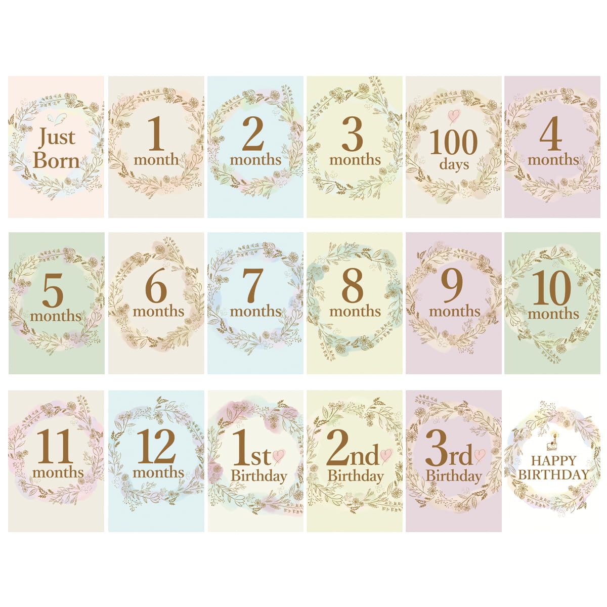 Amazon.co.jp: tuzuru 月齢カード マンスリーカード 18枚セット ニュー