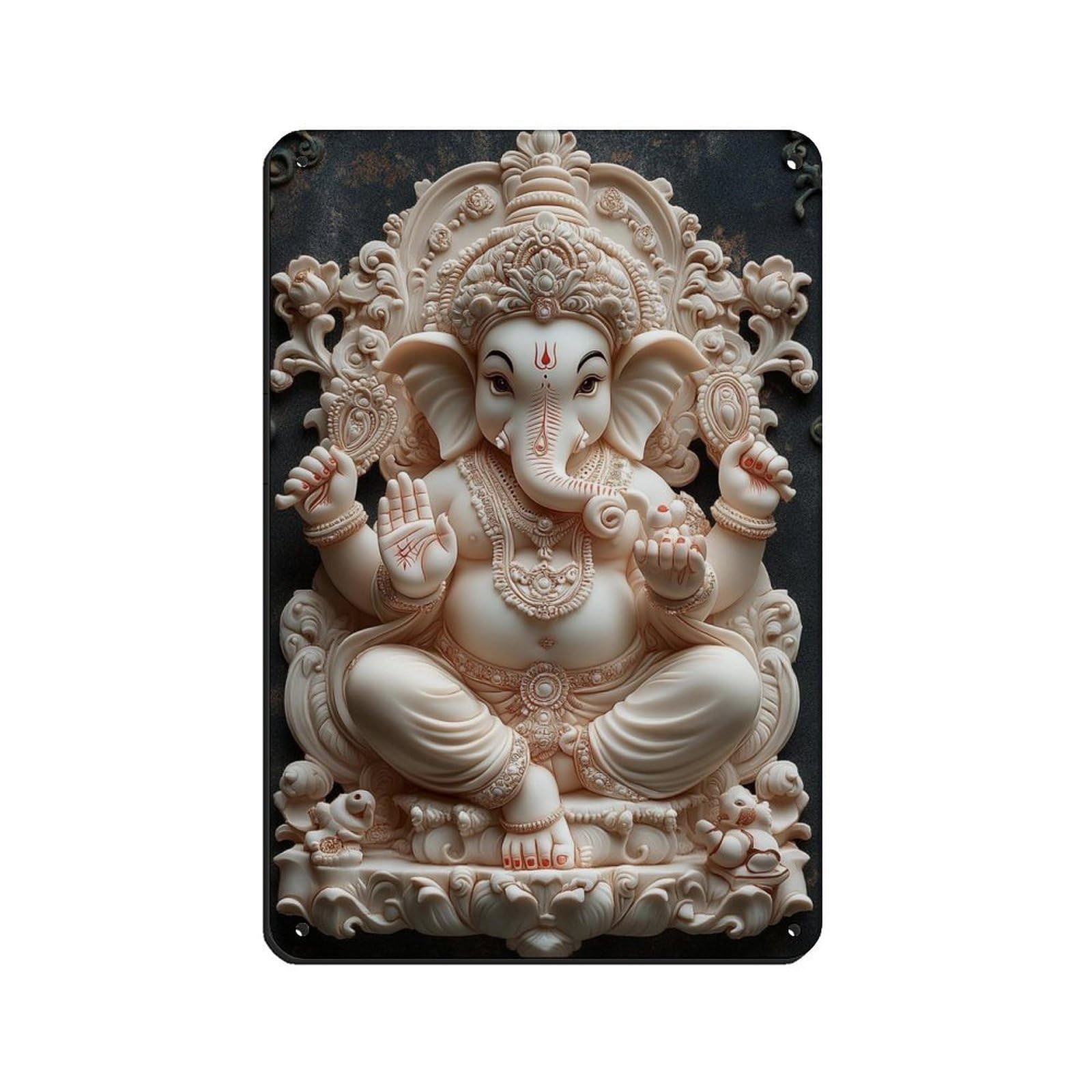 Ganesh-Hindu Art (3) Retro Poster Metal Tin Sign Chic Art Retro Iron Painting Bar People Cave Cafe Family Garage Poster Wall Decoration 8x12inch(20x30cm)