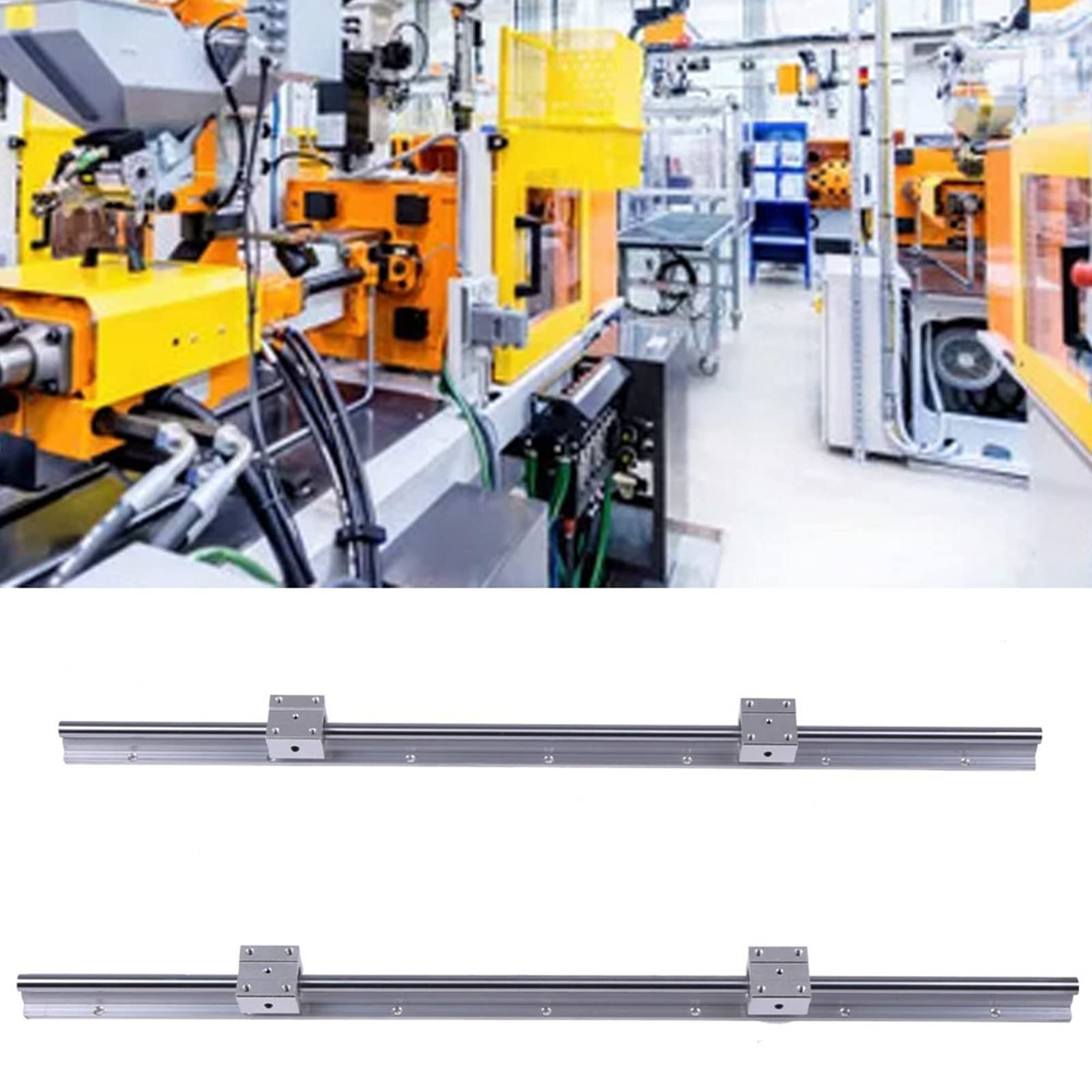 RIZGHWOY Rail Linéaire SBR12-700mm avec 4 Blocs de Roulement de Précision, Haute stabilité pour les Projets de Bricolage, Construction Métallique Durable 2 Pièces