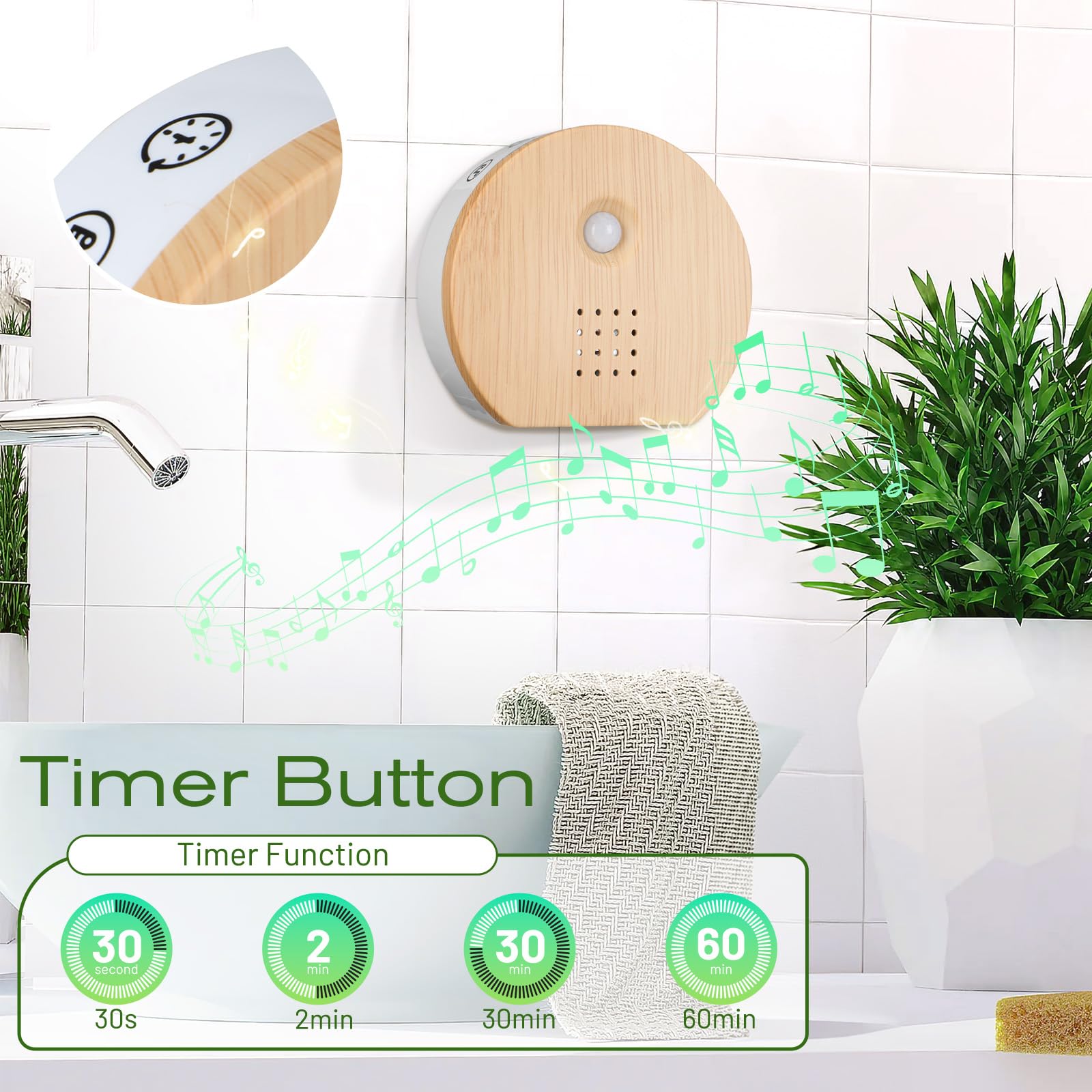 Vogelgezwitscher Bewegungsmelder Box, Acemall Vogelgezwitscher Vogelzwitschern, Naturgeräusche Box mit Timer, 9 Vogelgesang, Bachgeflüster & Waldquelle für Toilette Spa und Entspannung