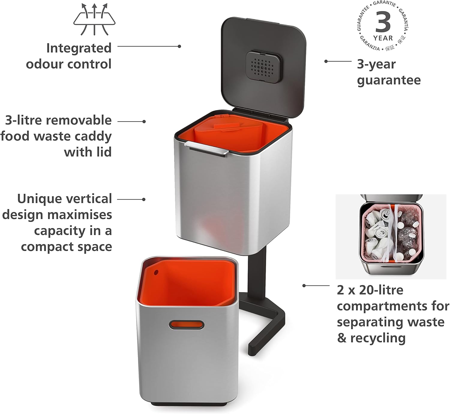 Joseph Joseph (ジョセフジョセフ) ゴミ箱 ふた付き トーテム