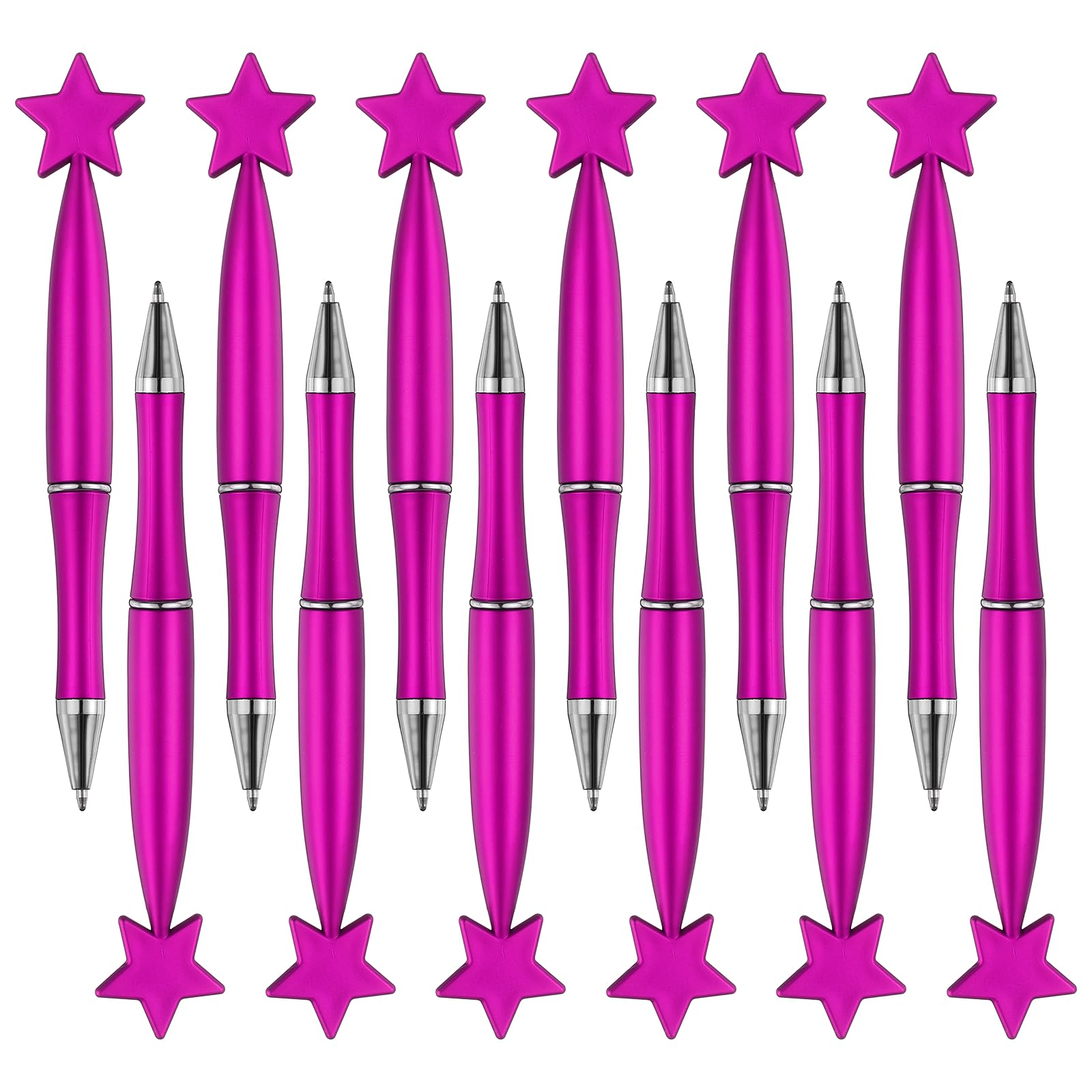 PATIKIL 12 Pcs Star Ballpoint Pens, 1.0mm Tip Cute Twist Writing Pens Black Ink for Home Office Writing Supplies Valentine's Christmas Wedding Party Gifts, Rose Red