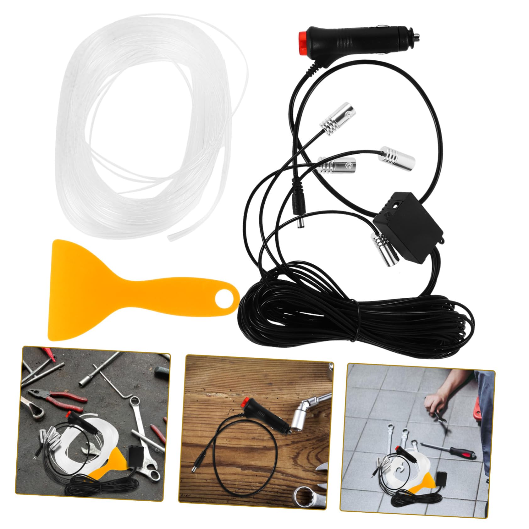 Luz de Fibra para Coche 6m Blanco 1 Juego 1 en 4 Vías