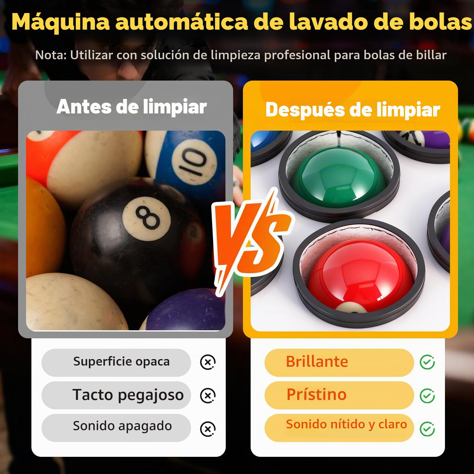 YJINGRUI Limpiador automático de bolas de billar, 16 bolas de piscina, pulidora, máquina de limpieza de bolas de billar, con llave y cepillo para bolas de billar de 57,2 mm