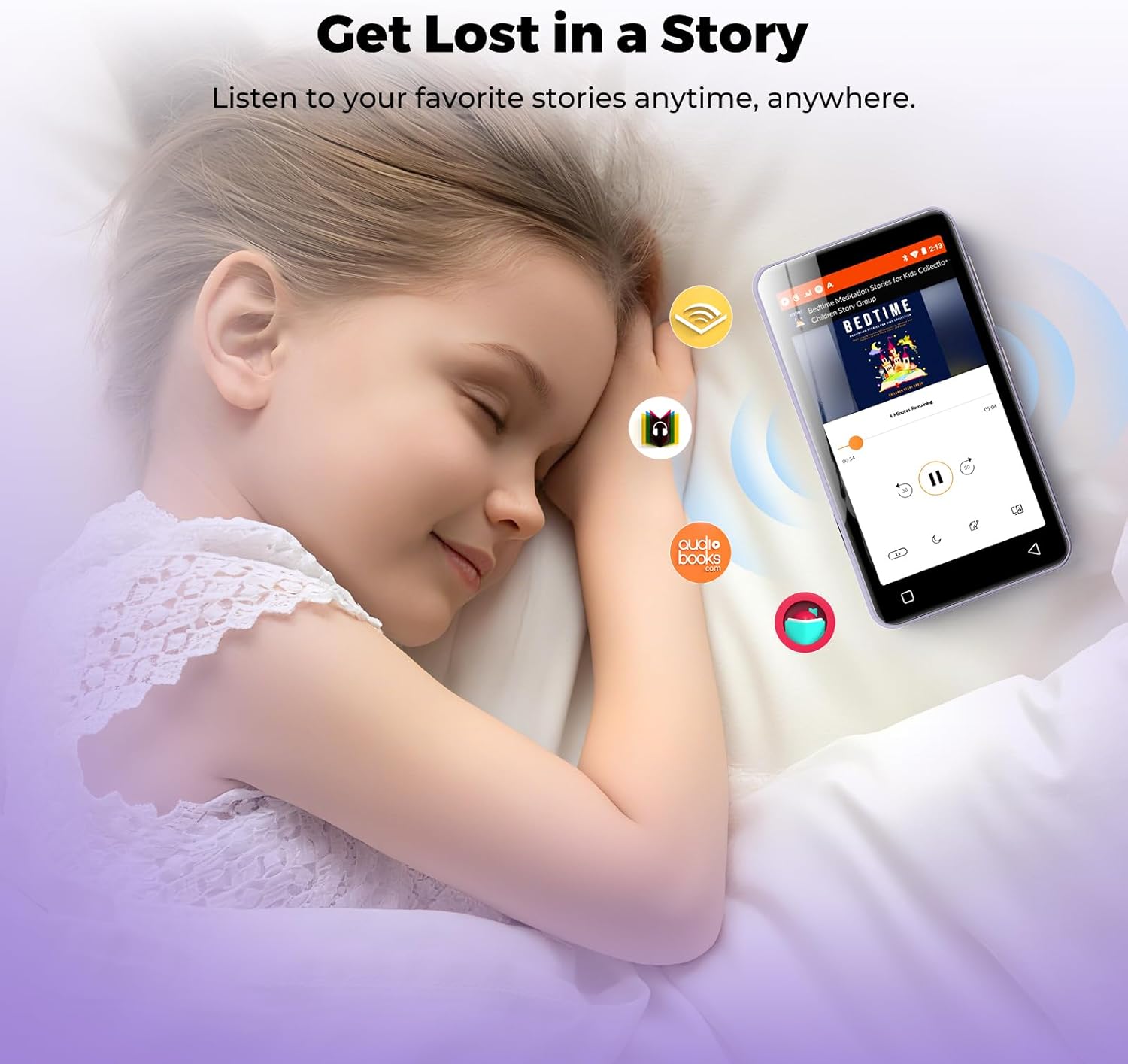 160GB MP3 Player with Bluetooth and WiFi, innioasis MP3 MP4 Player for Kids with Spotify, Amazon Music, Audible, Libby, 4.0" Touch Screen Android Music Player with Speaker, Up to 1TB（Purple） - Image 3