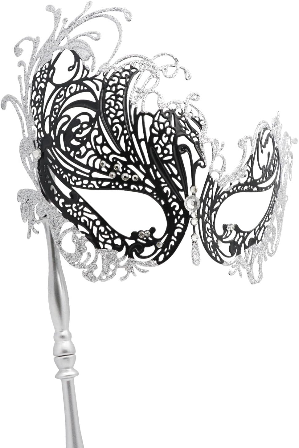 CoddsmzMasquerade Mask with Stick Venetian Mask Mardi Gras Decorations for Womens Halloween Costume Mask