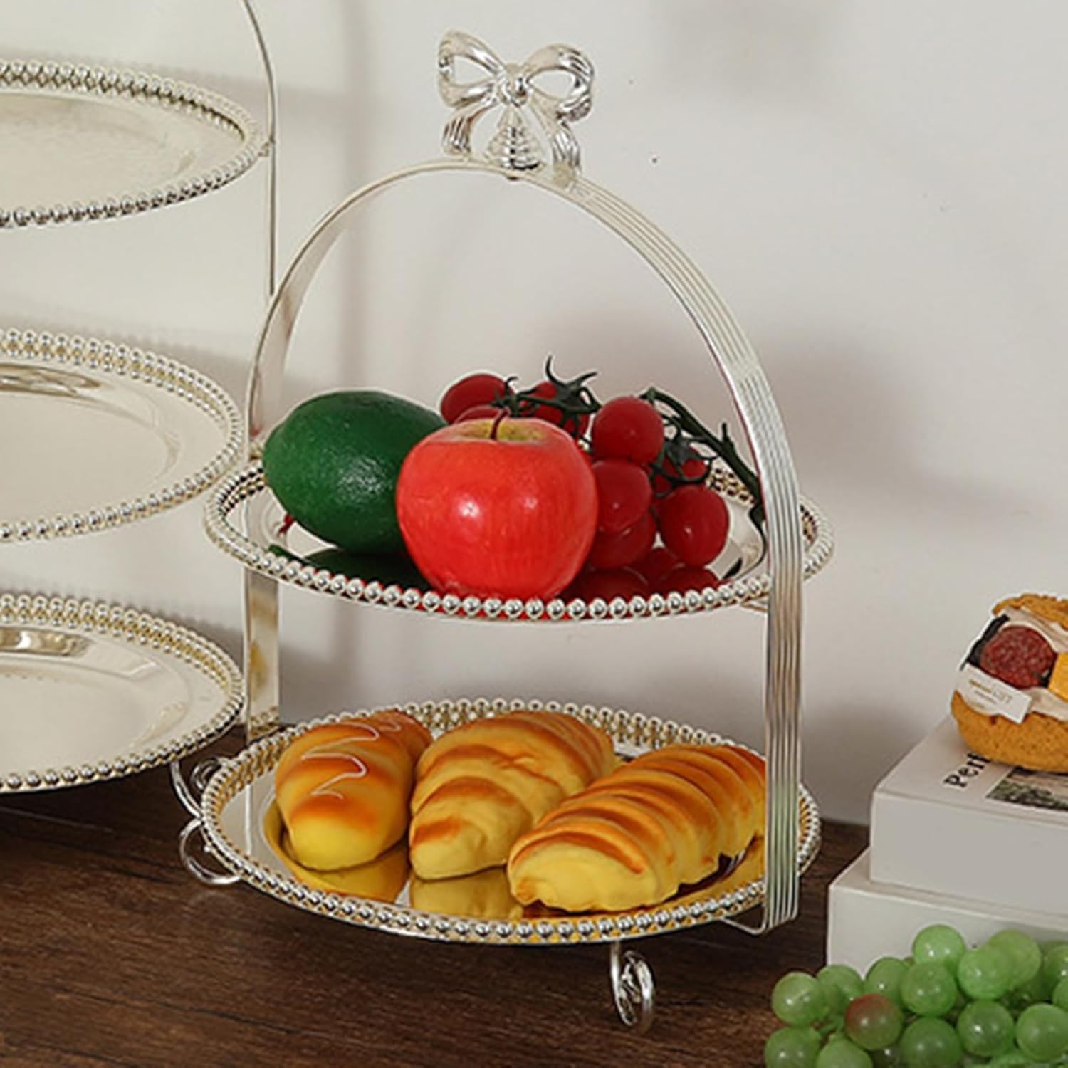 Yctze Cupcake Stand, 2 Tier Minimalist European Style Dessert Display Stand with Smooth Edges Rustproof Iron Zinc Alloy Tea Table Study Room Decoration