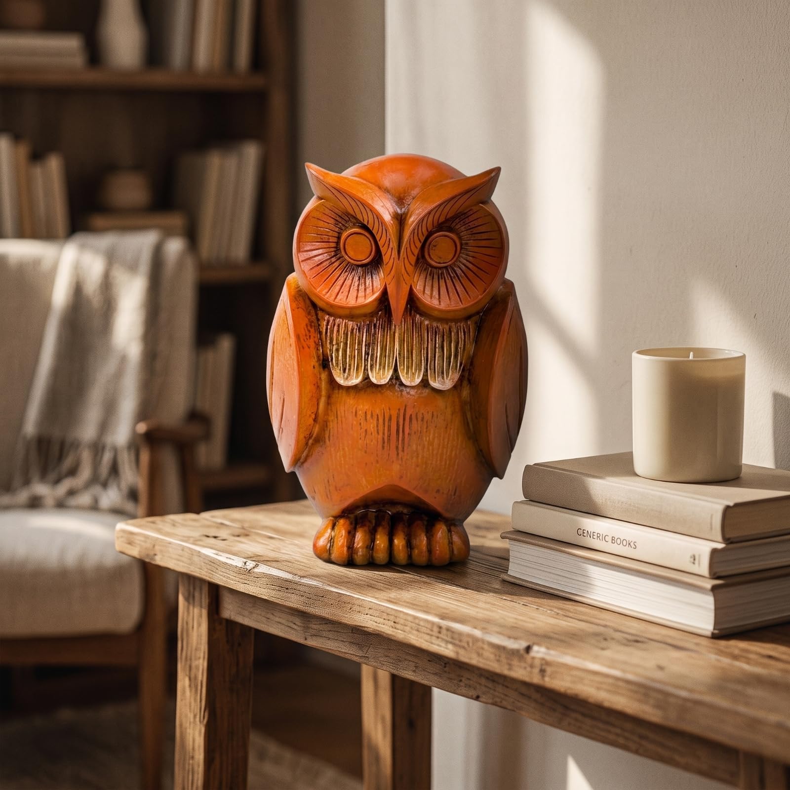Amazon.co.jp: Xgdsnly フクロウ置物 木彫り風 フクロウオブジェ 北欧