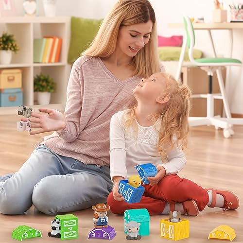 Miniatura 6 de Juguete de aprendizaje para niños pequeños de 1, 2 y 3 años, 20 piezas de animales de granja y marionetas de dedo, juguetes Montessori para niños,