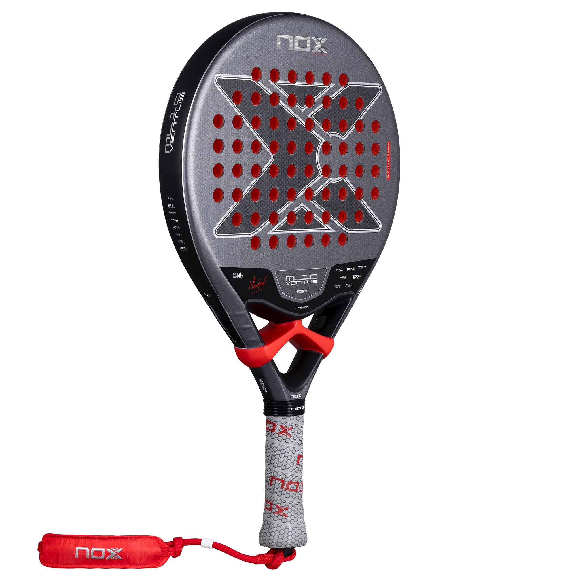 NOX Racchetta da padel ML10 Ventus Control 3K 2026 | Miguel Lamperti Pala Padel di forma rotonda | 3K Carbon Fiber Face, HR3 Colour Eva Core | EOS Tunnel Agility, Custom Grip Comfort, Dual Spin
