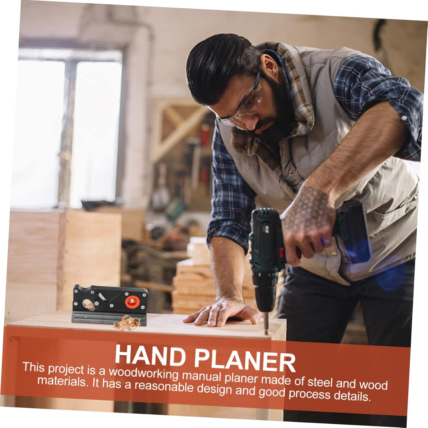 45-Degree Chamfer Planing Tool Stand Manual Woodworking Trimmer for DIY Projects Compact Hand Planer for Woodworking and Chamfering