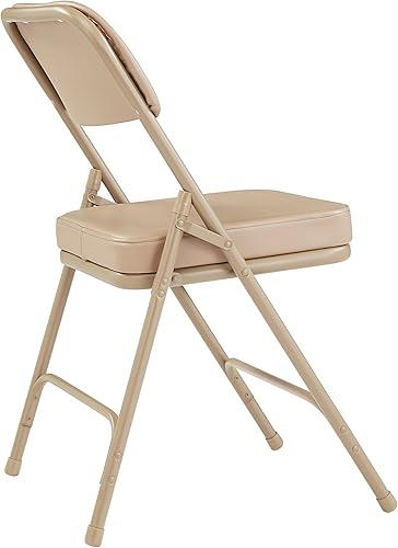 Miniatura 8 de Paquete de 2 sillas plegables tapizadas de alta calidad con marco de metal y asiento acolchado de tela, capacidad de 300 libras (beige)