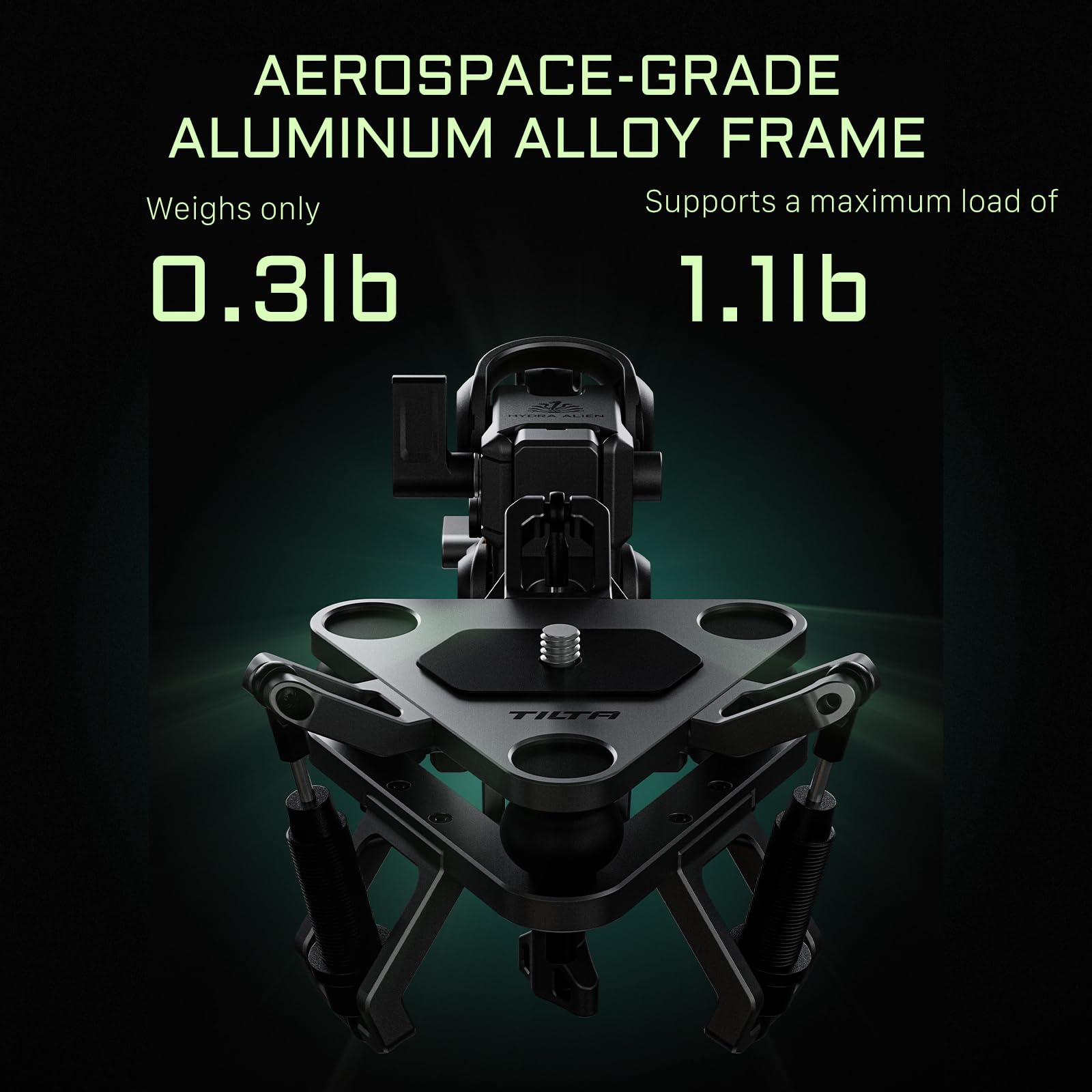 Tilta Cabezal Amortiguador Universal para Hydra Alien Mini Compatible con Cámaras de Acción con Rosca de 1/4"-20, NATO - Gris Titanio HDA-T15-SAH2-TG