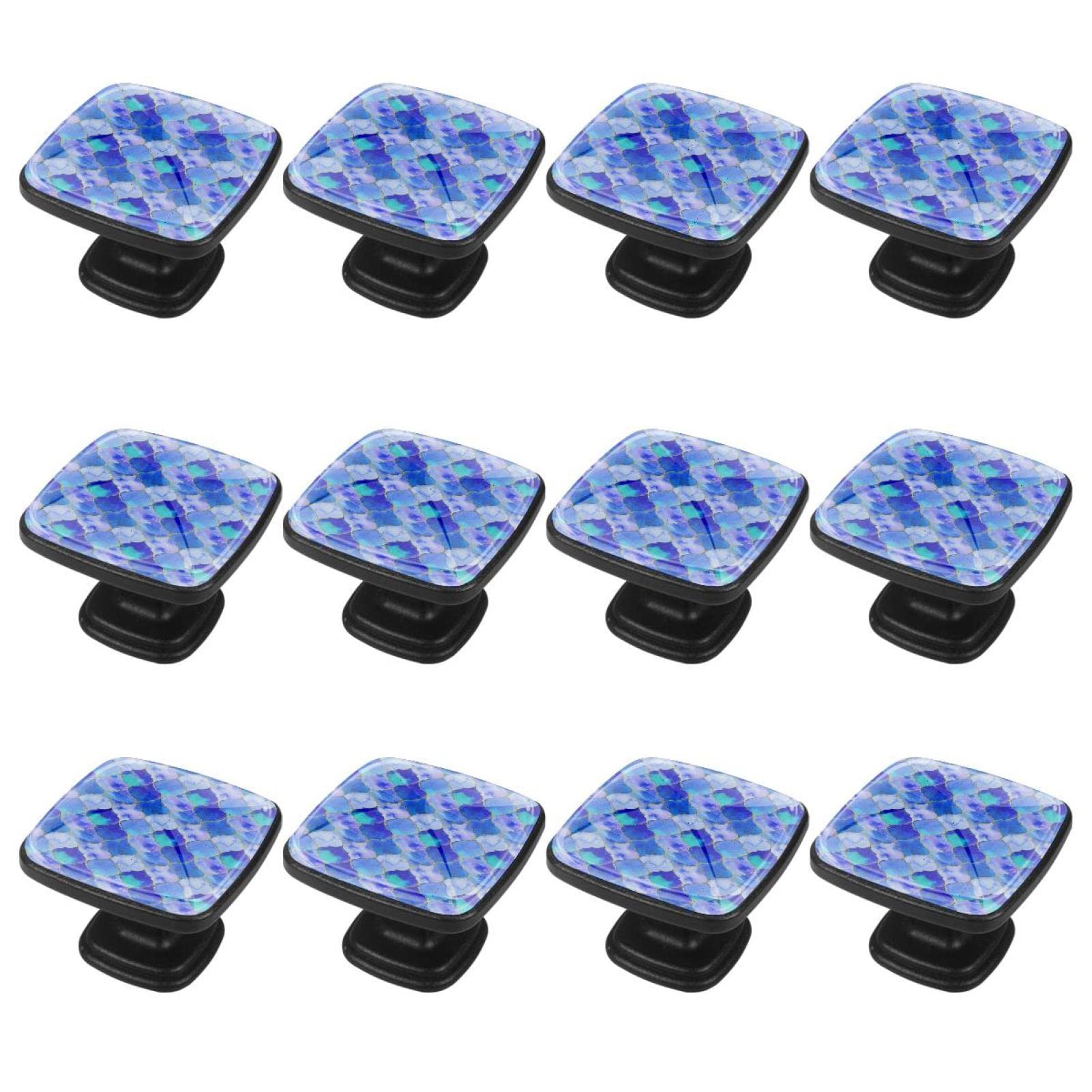 Boutons de cuisine lot de 12 poignées de tiroir carreaux bleus