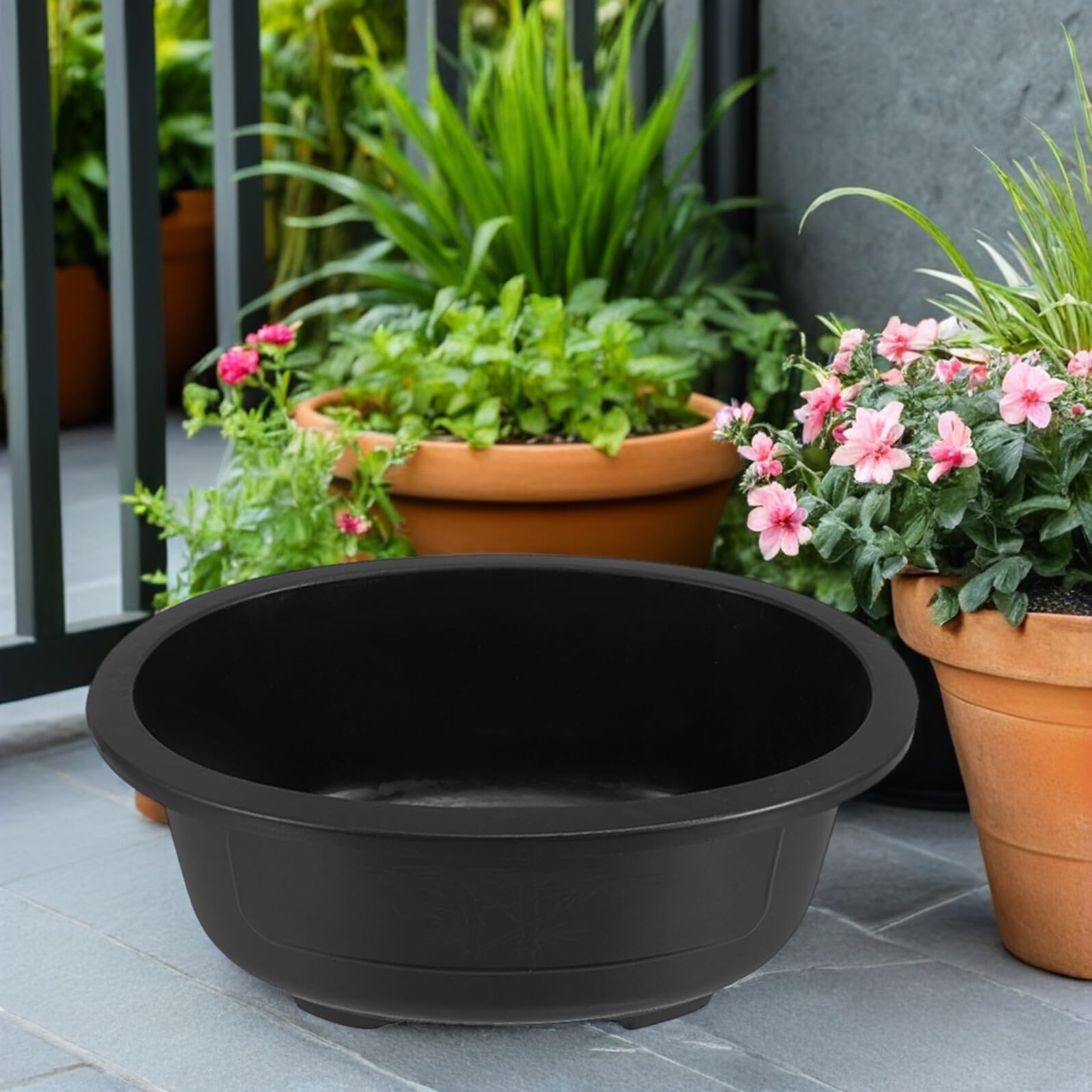 Lot de 2 pots ovales en plastique pour bonsaï 50 x 39 cm – Idéal pour l'entraînement des arbres et plantes succulentes, parfaits pour le jardin, la cour, la décoration de bureau, pots durables pour