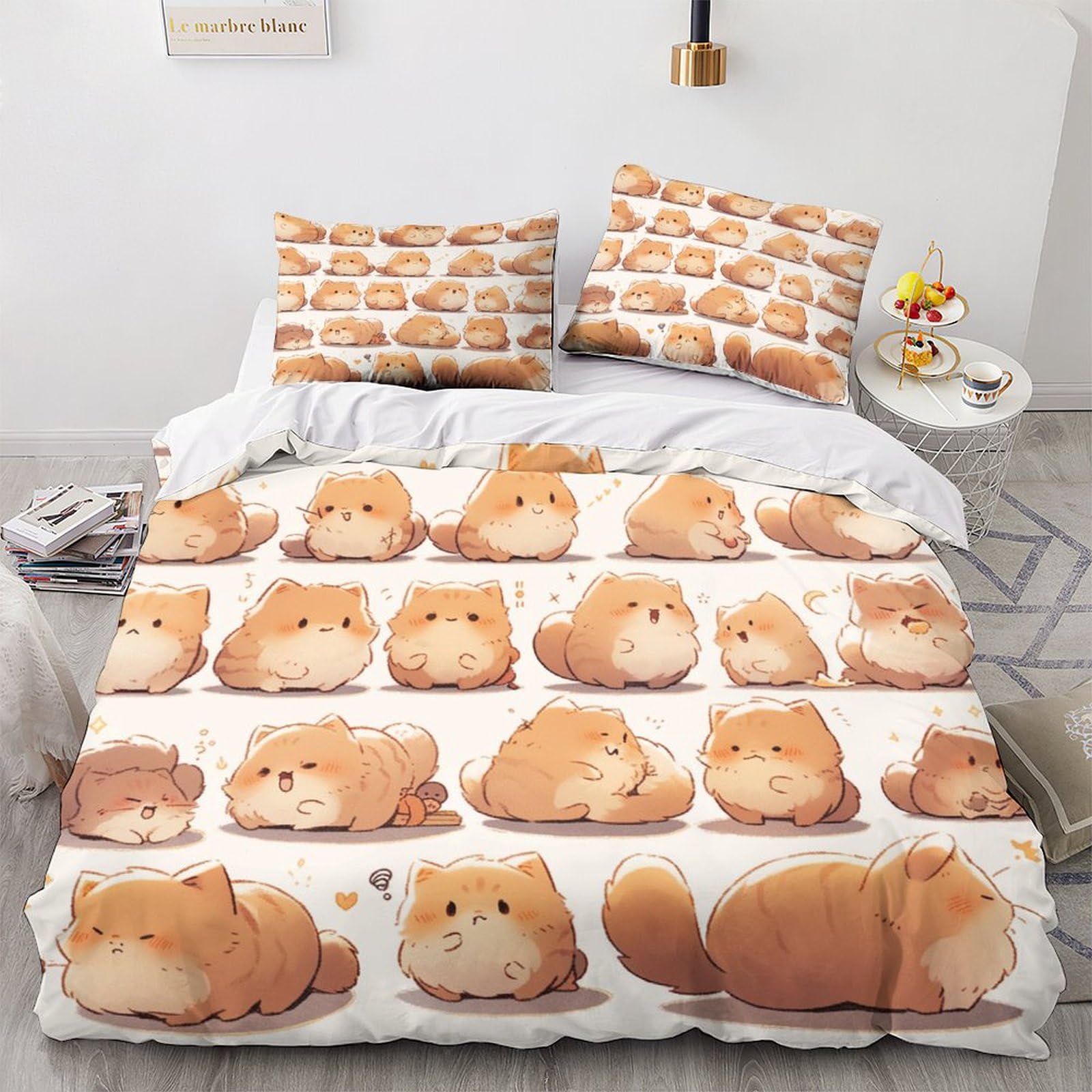 Housse de couette chat persan 3D pour chambre d'enfant et adulte King size 220x240cm