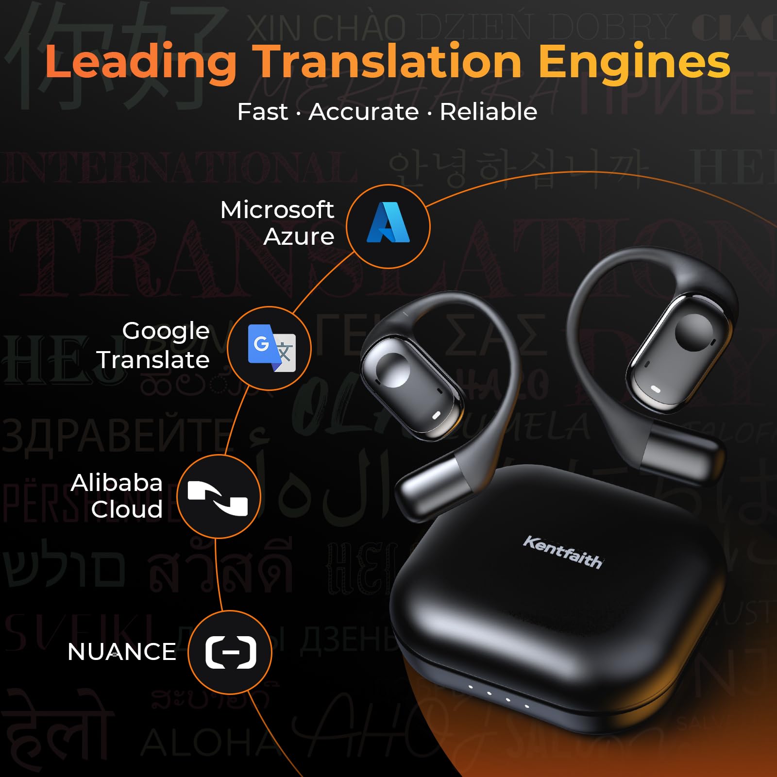 AI Auricolari Di Traduzione In Tempo Reale, Auricolari Traduttori 3 In 1 144 Lingue, Traduttore Simultaneo Vocale Con APP, Cuffia Traduttore Per L'apprendimento Aziendale Di Viaggio (Nero - Foto 3