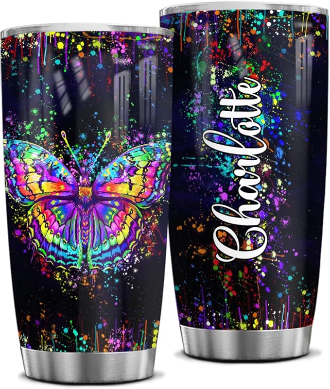 Wassmin Butterfly Tumbler Personalized Tumblers 20o 30oz With Custom Name