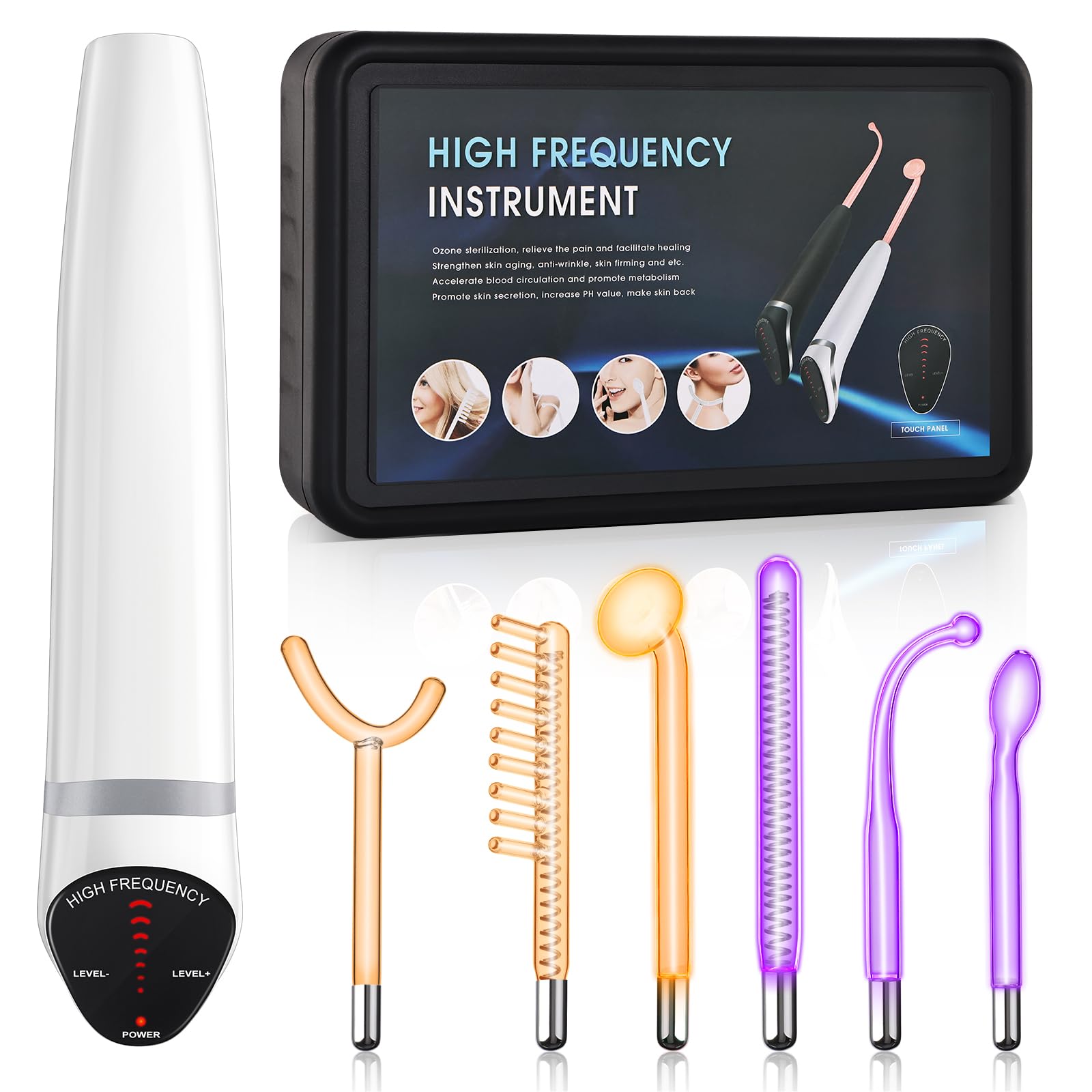 Hochfrequenzstab, iklestar Hochfrequenz Gerät Haare Kit mit Argon Neon Röhren, Professionelle Gesichts-Gerät für Hautpflege Home verwenden