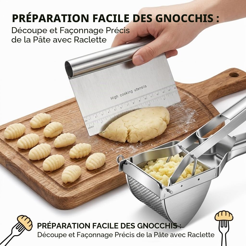 Presse-purée professionnel inoxydable avec grattoir à pâte, lave-vaisselle