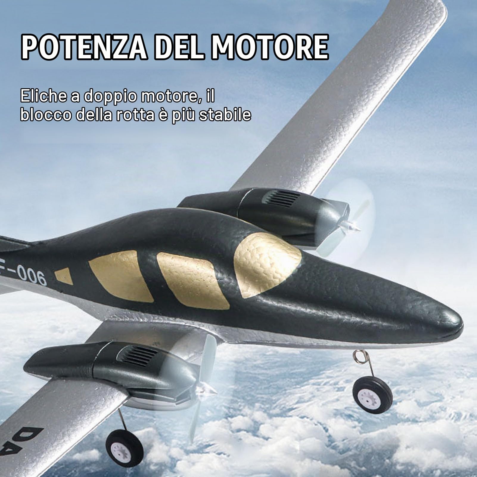 Aereo Leggero in EPP, Aereo Telecomandato per Principianti, Aliante RC Ad Ala Fissa a 2 in Schiuma EPP con di Stabilizzazione Giroscopica a 3 Assi, Divertimento di Volo