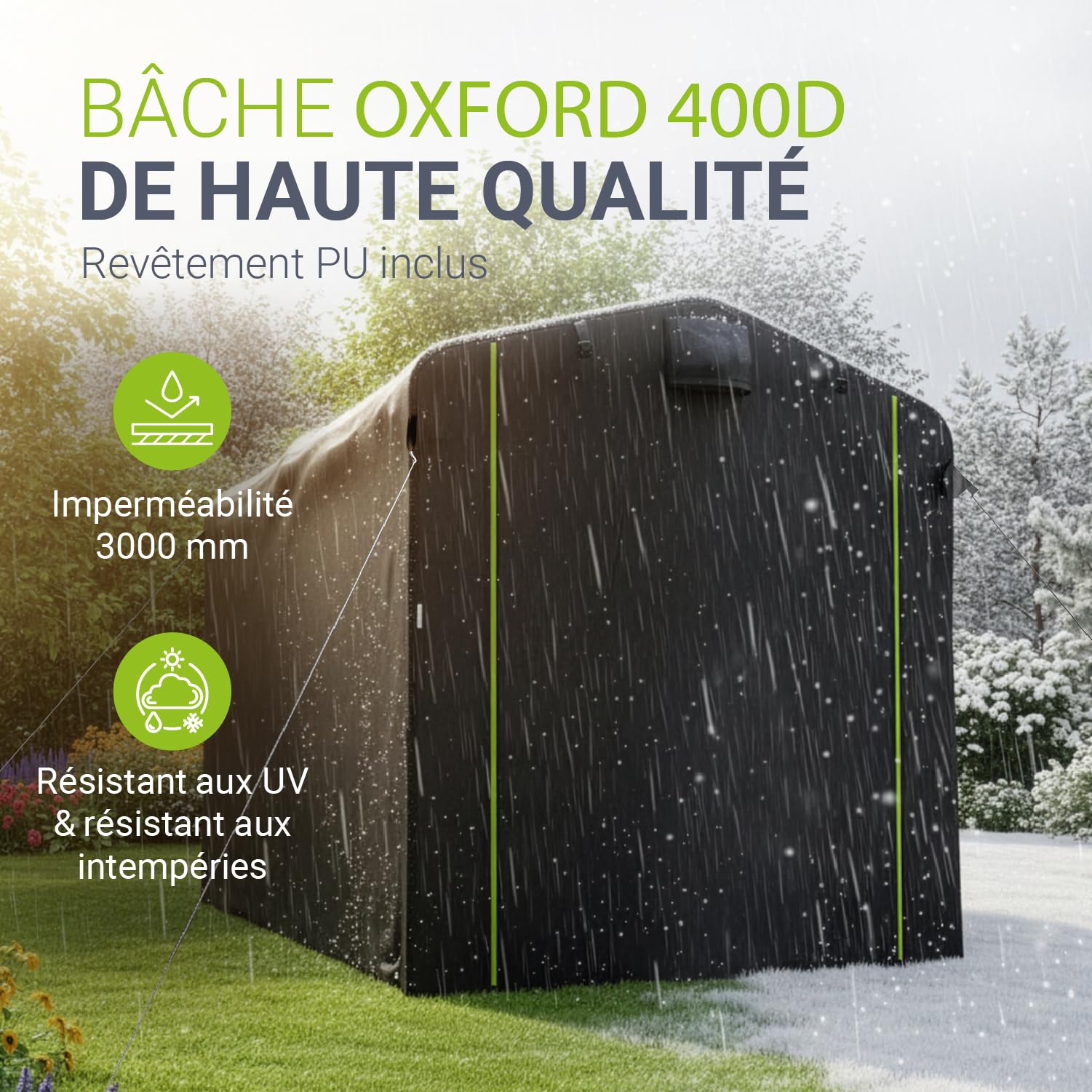 Juskys® Tente à Outils M - Garage à vélos d'extérieur de 6,2 m³ avec fenêtre et Porte, 220 x 160 x 175 cm, bâche imperméable et Armature métallique, abri de Jardin