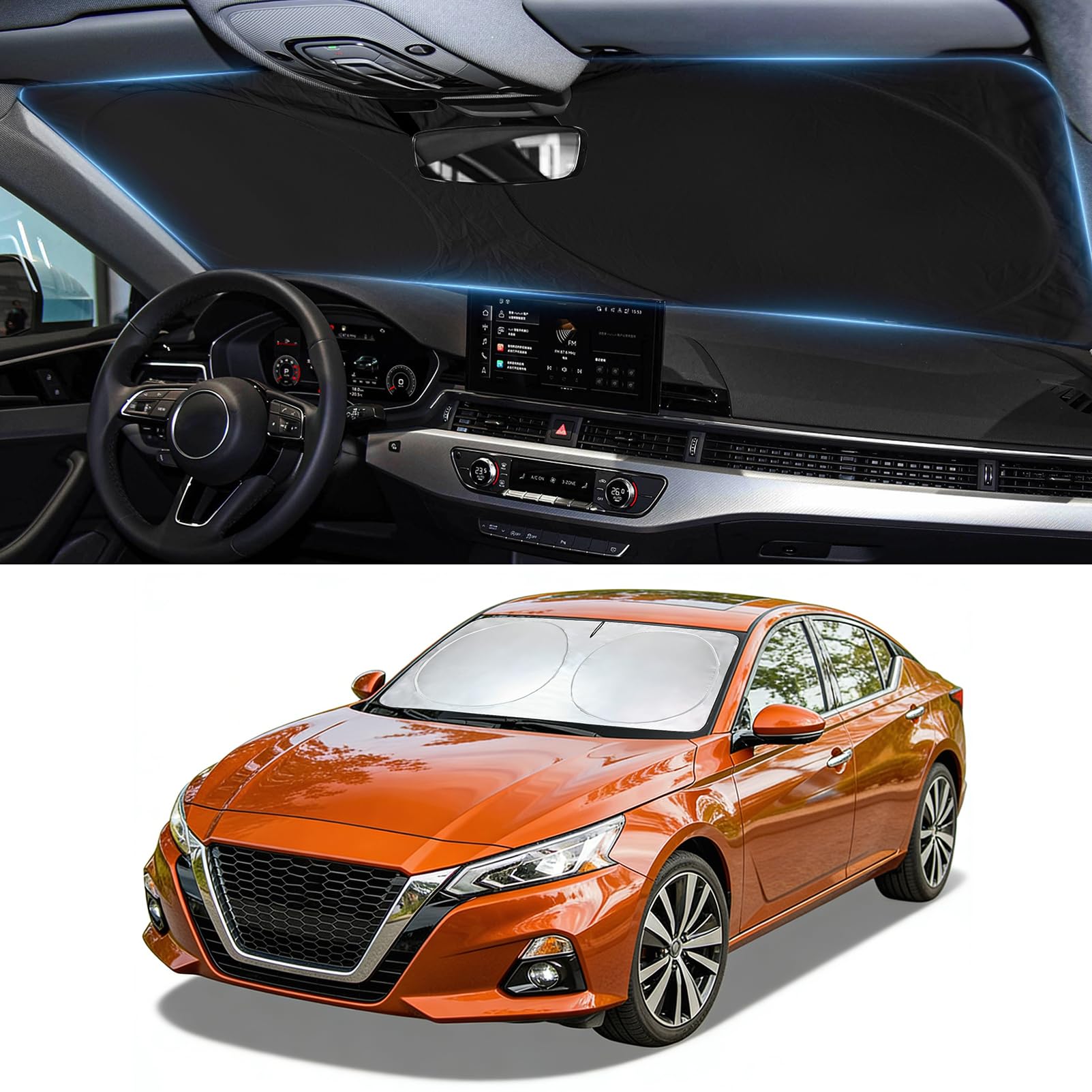 Sun Shade for Altima Windshield Sunshade fit 2013-2016 2017 2018 Nissan Altima Sedan Accessories Front Window Cover Shield Car Sun Visor Screen Protector Block UV Rays