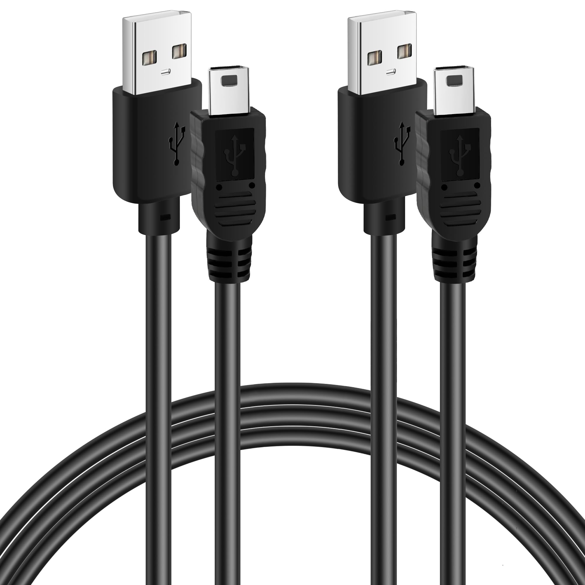 Mygatti Mini USB 2.0 High Speed Kabel(1 Meter,2er-Pack),USB A Stecker auf Mini USB Stecker,480 Mbit/s,USB 2.0 Typ A an B Kabel,Ladekabel Schnellladekabel High Speed Handy Datenkabel,Schwarz