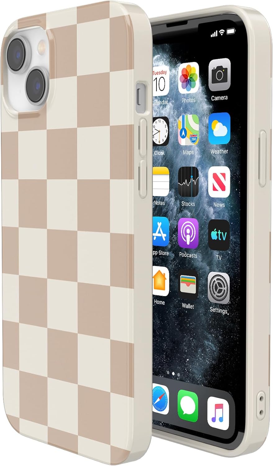 Casely iPhone 13 Case | Fit Check | Neutral Checkerboard | Compatible with MagSafe | Classic Ultra Slim Design - Image 2