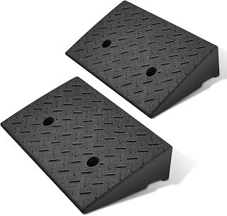 DNA Motoring 2-Pack 4.3" Rubber Curb Ramps - 8800 lbs Heavy Duty Driveway Threshold Ramp 19.5x11.6" for Cars, Wheelchairs, Motorcycles