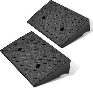 DNA Motoring 2pcs 4.3" Rise Rubber Curb Ramp Heavy Duty Loading Driveway Ramp Threshold