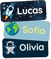 Vista 11 de Etiquetas de nombre personalizadas para niños (60) – Adhesivos personalizados impermeables y duraderos para ropa, guardería, oficina y suministros