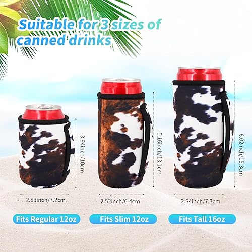 Miniatura 2 de Paquete de 3 fundas de neopreno reutilizables aisladas para latas con asa para refrescos, bebidas energéticas, pop, cerveza, seltzer duro, latas