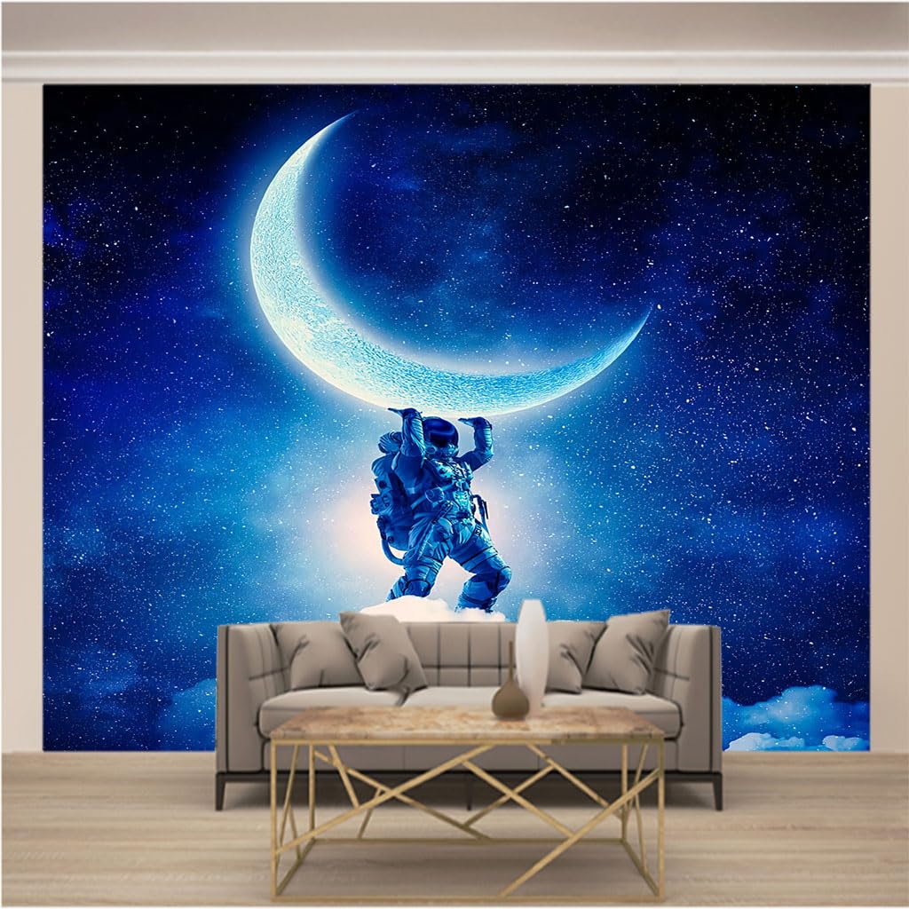 Papier peint intissé pour masquer un mur abîmé avec un effet astronaute 3D XXL