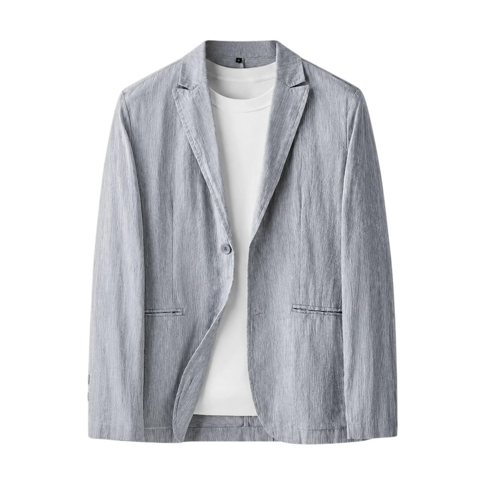 Blazer décontracté en lin homme veste manches longues ample - 6