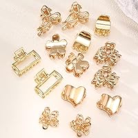 Vista 7 de Juego de pinzas de metal para el cabello, 14 pequeñas garras antideslizantes para cabello fino a grueso, accesorios dorados para cabello corto