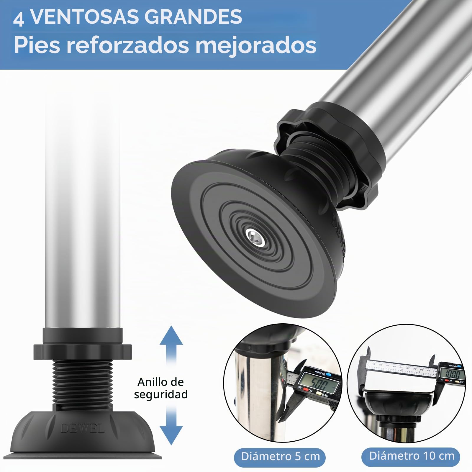 DEWEL Base FrigoríFico Altura 30-33cm 4 Pies de Ventosa Estables Pedestal FrigoríFico Regulable ElevacióN para Lavavajillas Congelador, con FuncióN Antideslizante y Amortiguadora Negro | Antivibración y amortiguación, base ajustable para frigorífico eleva