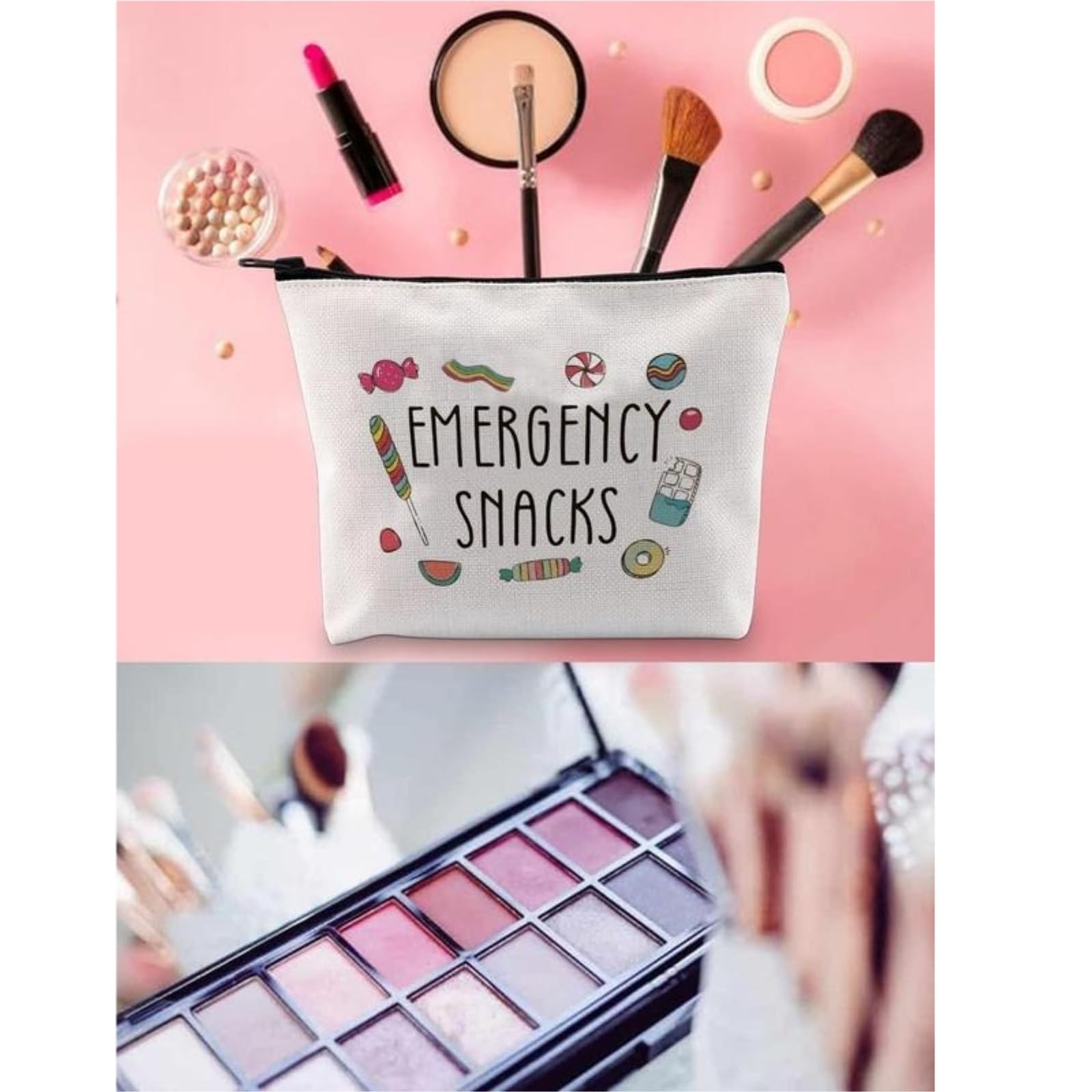 Neceser Maquillaje Bolsa de Maquillaje con Estampado de Letras, Organizador de cosméticos, Informal, con Cremallera, versátil y Duradera, for Regalo de Viaje. Viaje