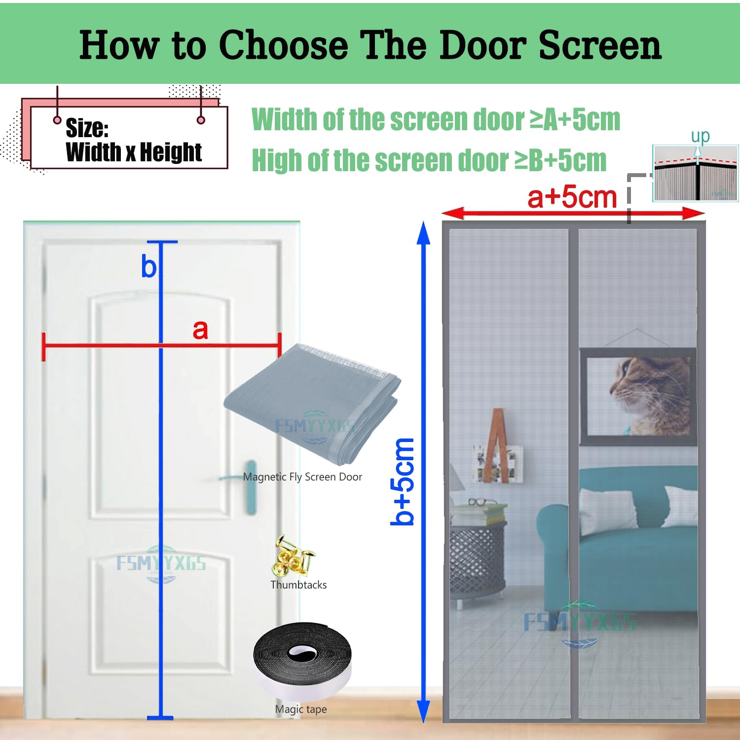 Mosquitera Puerta Magnética, Mosquiteras para Puertas, Cinta Adhesiva Cortina Magnetica Antimosca, Adsorción Automático, Malla Ultrafina, Instalación Sin Herramientas, Fácil de Instalar