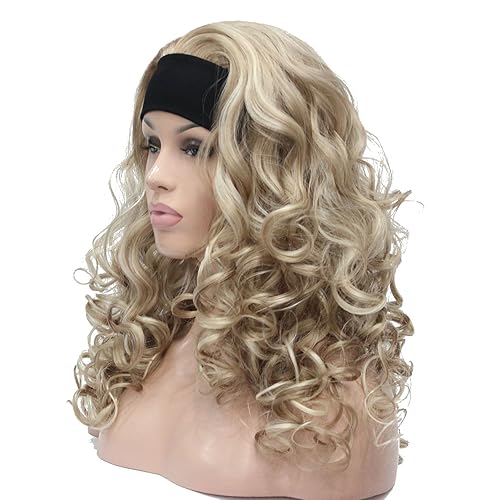 Miniatura 3 de Wiginway Pelucas largas y rizadas para mujer, pelucas sintéticas para mujer, la mejor peluca con diadema, pelucas naturales de 18 pulgadas (L16-613)